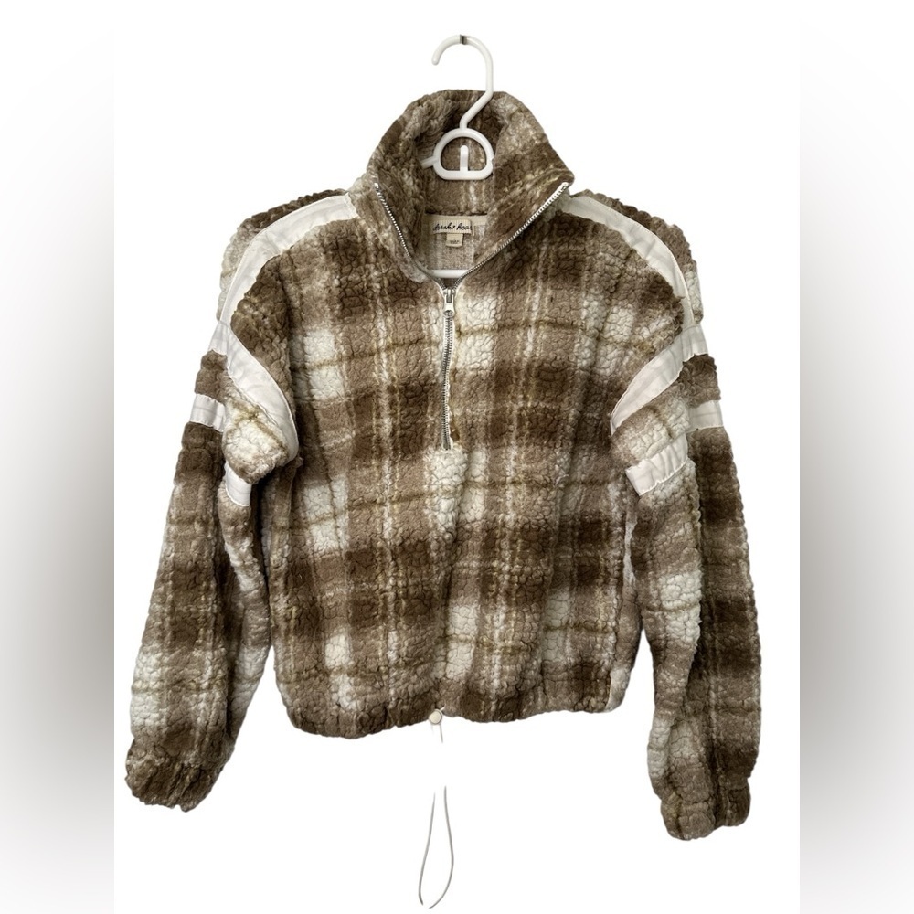 Derek Heart Cream and Brown Fleece Jacket Small